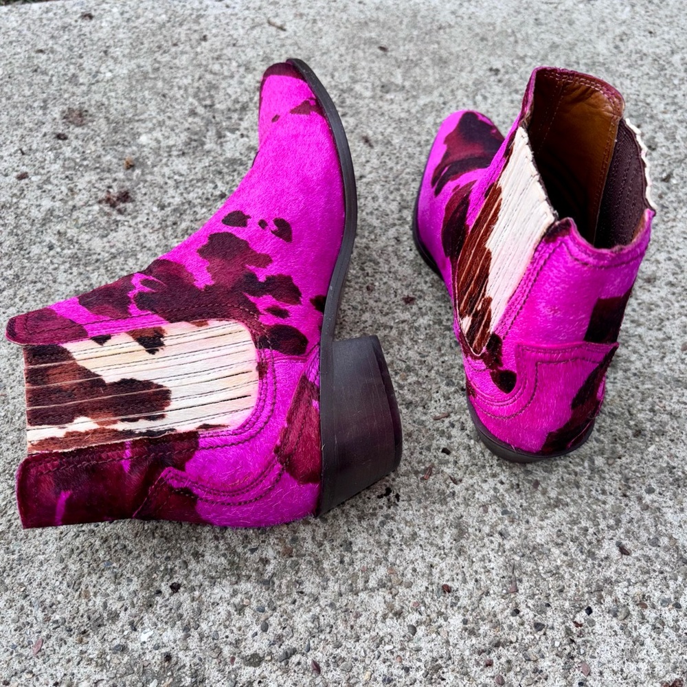 Zara pony hair ankle cowgirl boots custom colored women size 38 - Picture 2 of 6